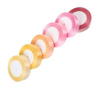 Angoily 6 Rolls Solid Color Satin Ribbons for Wrapping DIY Crafts and Party Decorations Durable Wide Ribbons Light