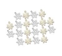 Angoily 60 Pcs Snowflake Alloy Pendants Hanging Accessories for Xmas DIY Jewelry Crafting Gold Silver Decorative Charms for Necklaces Bracelets Earrings Festive Holiday Decor