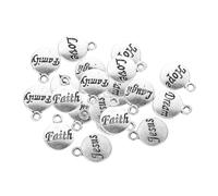 Angoily 60pcs English Word Charms DIY Jewelry Pendants for Necklace Bracelet Earring Making Alloy Laugh Faith Dream Accessories for Crafting