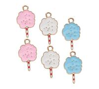 Angoily 6Pcs Alloy Marshmallow Charms DIY Jewelry Pendants for Necklace Earrings Bracelet Making Plated Candy Charms in Pink Blue White Lightweight Craft Accessories