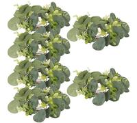Angoily 6pcs Artificial Eucalyptus Candle Ring Wreaths for Wedding and Daily Decor, Plastic Material with Realistic Texture, Lightweight Hanging Table Centerpieces Decoration