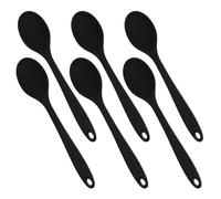 Angoily 6pcs Black Heat Resistant Silicone Cooking Spoons Set Non-Stick Soup, Salad, and Noodle Serving Utensils Multifunctional Kitchen Tools for Cooking and Mixing