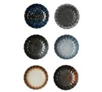 Angoily 6pcs Ceramic Condiment Dishes Set with Fine Workmanship for Long-Term Use, Small and Lovely Assorted Colour Seasoning Plates for Kitchen and Dining Color