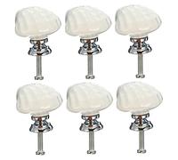 Angoily 6pcs Ceramic Shell Shape Cupboard Knobs Durable Pull Handles for Wardrobe Drawer Cabinet Door Eco Friendly Material Easy to Install White