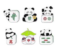 Angoily 6pcs Cute Panda Brooches Pins Set Chinese Style Zinc Alloy Material Trendy Eye-catching Design for Clothes Decoration and Mix and Match Accessories