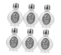 Angoily 6pcs Embossed Glass Holy Water Containers Vintage Rose Crystal Flask for Catholic Christian Weddings Baptisms Decorative Refillable Perfume and Essential Oil Bottles