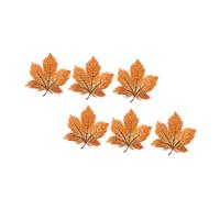 Angoily 6pcs Embroidered Maple Leaf Applique Patch Stickers, Iron-on Cloth Patches for DIY Sewing, Autumn Decoration for Clothing and Accessories, Brown Yellow Color