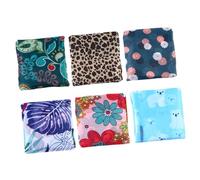 Angoily 6pcs Foldable Oxford Cloth Shopping Tote Bags with Floral Prints, Lightweight Handheld Grocery Bags for Women, Reusable Storage Pouches Suitable for Supermarket and Random Color