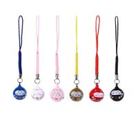 Angoily 6pcs Fortune Cat Phone Charm Phone Pendant Chain Keychain Hanging Decor Copper Bell Copper Lovely Festive Style