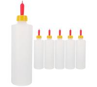 Angoily 6Pcs Lamb Feeding Bottle - 400ml Calf Milk Feeder with 12 Anti-Bite Short Teats - Wide Mouth Goat Nursing Bottles - Small Animal Livestock Hand Rearing Kit for Breeding Farm Newborn Orphan