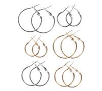 Angoily 6pcs Large Round Hoop Earrings for Women Minimalist Chunky Loop Earrings in Gold and White Gold Colors Fashionable Geometric Costume Jewelry for Daily Wear and Festivals