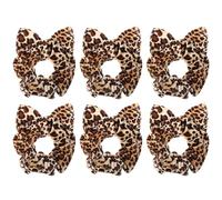 Angoily 6pcs Leopard Pattern Hair Ties for Women Comfortable Touching Cloth Material and Gentle on Hair Features Animal Ears Design Ponytail Holders