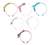 Angoily 6pcs Mermaid Hair Hoop Headbands with Sequins Fish Tail Design, Plastic Material, Good Elasticity and Light Comfortable, Party Props for Adults and Children Random Color