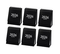 Angoily 6pcs Mini Desk Calendar Black Minimalist Spiral Tabletop Planner with Thick Paper Monthly Flip Design for Office Home Academic Use Stylish Long-term Organizer