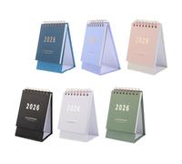 Angoily 6pcs Mini Foldable Desk Calendar Thick Paper Daily Planner with English Edition Portable Small Desktop Organizer for Academic Business Personal Scheduling Colors