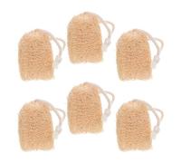 Angoily 6pcs Natural Beige Loofah Pads Shower Scrubber with Cotton Rope, Soft and Nonabrasive Exfoliating Body and Face Scrubber for Dead Skin Removal