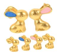Angoily 6Pcs Rabbit Year Charms DIY Jewelry Pendants for Bracelet Making Premium Alloy Rabbit Accessories with Pink Blue Enamel for Handmade Family and Friendship Gifts