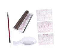 Angoily 6pcs Reusable Water Writing Cloth Set for Chinese Calligraphy Practice Gridded Fabric Mat with Four Treasures Design Calligraphy Set for Beginners and Students Random Color