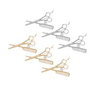 Angoily 6pcs Scissor and Comb Brooch Scissors Comb Pin Delicate Charming Jewelry Zinc Alloy Imitation Rhinestone Party Accessories for Women Men Every Day Use at The Office Christmas