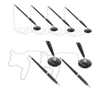 Angoily 6pcs Security Pen with Adhesive Holder and Bead Chain Ergonomic Lightweight Ballpoint Pens for Office Bank Hotel Counter Stationery Smooth Ink Flow Stable Desktop Use
