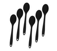 Angoily 6pcs Silicone Spoons for Eating Soup Spoons Silicone Cooking Tasting Spaghetti Nonstick Kitchen for Cooking Noodle Stirring Black