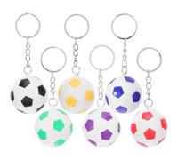 Angoily 6pcs Small Football Keychains Set - Soccer Ball Pendants for Party Favors, Backpack Decorations, and Sports Souvenirs in Purple, Green, Blue, Red, Yellow, and Black White