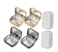 Angoily 6Pcs Small Iron Boxes with Hinged Lids Rectangular Candy Storage Containers for Small Objects Organizer Mini Storage Tins in Silver Matte Black and Glossy Gold