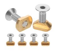 Angoily 6pcs Stainless Steel and Brass Foil Board Mounting Screws with Hexagonal T-nuts for Firm Attachment and High Strength Connections, Suitable for Hydrofoil Tracks in Paddleboard