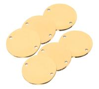 Angoily 6Pcs Stainless Steel Round Stamping Blanks Tags Double Hole Polished Pendants for Engraving Pet Id DIY Crafting Gold