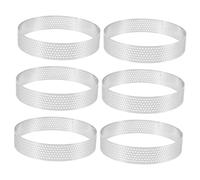 Angoily 6pcs Stainless Steel Tart Rings Baking Mold for Cake Mousse Cookie Dough Shaping Kitchen Baking Tool for Home and Bakery Use