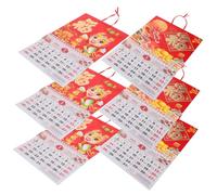 Angoily 6Pcs Traditional Chinese Lunar Calendar Wall Hanging Printed Small Home Office Daily Tear Off Calendar with Thickened and Classic Design