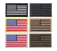 Angoily 6pcs US Flag Embroidered Patch Set with Hook and Loop Fastener, Military Green, Gray, White and Yellow Border, Mud and Black White Left Arm Cloth Patches for Uniforms, Backpacks,