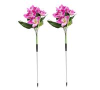 Angoily 7-Head Solar Powered Red Rose Swinging Flower Light Waterproof Outdoor Solar Garden Stake Lamp with Firefly Effect Purple Orchid Dual-Head Yard Decor for Patio and Lawn