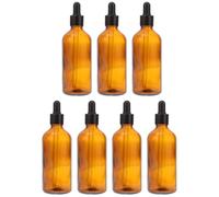 Angoily 7 Pcs 100ml Amber Glass Dropper Bottles Reusable Essential Oil Dispenser Bottles with Anti-leak Pipette for Medicine Storage and Travel