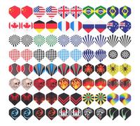 Angoily 80 Pcs Wear-resistant Pet Darts Flights with National Flag Design, Replaceable Wing Tails Accessories for Leisure and Professional Darts Games