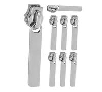 Angoily 8Pcs Double Layer Zipper Sliders with Keyhole - #8 Vintage Silver Anti-Burst Nylon Zipper Pull Replacement - TSA-Lock Compatible Repair Kit for Luggage Backpack Suitcase and Travel Bags