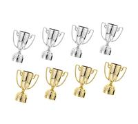 Angoily 8Pcs Mini Award Trophy Cups Gold Silver Plastic Trophies for School Rewards Sports Events Parties and Competitions Lightweight Realistic Design