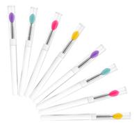 Angoily 8pcs Portable Silicone Lip Applicators with Lid, Small Reusable Lipstick Brushes for Makeup and Lip Mask Application, Multi-Color Cosmetic Beauty Tools for Travel and Daily Use