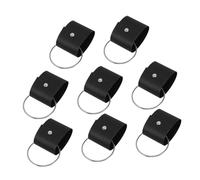 Angoily 8pcs PU Leather Towel Ring Holder Durable Metal Scarf Buckle Clips with Secure Grip Compact Travel Friendly Towel Clips for Kitchen Bathroom Outdoor Use Elegant Black Design