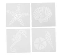 Angoily 8pcs Series Hollow Painting Stencils Reusable Drawing Templates with Seahorse Sea Star Shell Conch Designs for Walls Wood Glass Crafts and DIY Art Projects