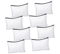 Angoily 8sets DIY Canvas Pencil Case Sublimation Makeup Bag Travel Zipper Bag Bulk Storage Organizer Heat Transfer for Home