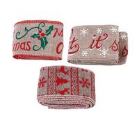 Angoily 9 pcs Christmas Decorative Ribbons Rustic Burlap Wrapping Ribbon with Deer Forest Snowflake Merry Christmas Prints for DIY Crafts Gift Packaging Holiday Decor