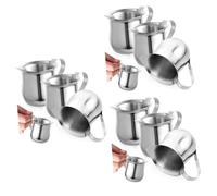 Angoily 9 Pcs Small Milk Jug Set Stainless Steel Frothing Pitcher with Pointed Spout for Espresso Cappuccino and Serving for Home and Catering