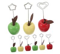 Angoily 9pcs Candy Color Fruit Shaped Memo Clip Holder Decorative Wooden Apple Design for Organizing Photos Cards and Notes for Office Home Wedding Table and Christmas Card Display
