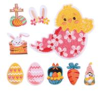 Angoily 9pcs Easter Iron on Patches DIY Patch Cloth Appliques for Shoes T-Shirt Elegant Beautiful Festival Embroidery Applique Easy to Use Embellishing Clothes to Decorate Clothes