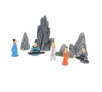 Angoily 9Pcs Miniature Resin Figurines Chinese Ancient Characters Garden Landscaping Ornament Bonsai Accessories with Poets Musicians Micro Landscape Decoration for Zen Garden Fish Tank