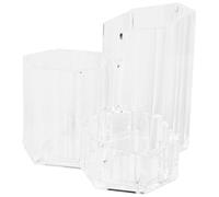 Angoily Acrylic Makeup Brush Storage Canister with Flip Dustproof Lid, White Pearl Cosmetic Brush Holder Bucket for Desktop Organization and Travel Cosmetics Storage