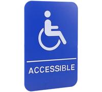 Angoily Ada Accessible Braille Sign with Wheelchair Symbol - Self-Adhesive Blue Disability Entrance Label for Business, Hotel, Restaurant, and Unisex Restroom Use