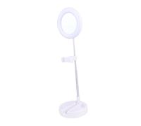 Angoily Adjustable LED Desktop Makeup Lamp with Phone Holder Multifunctional Selfie Ring Light for Live Streaming Video Photography and Beauty White One-piece Design