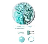 Angoily Adorable Multi Function Macaron Color Paper Clips Set Decorative Thumb Tacks Binder Clips for Office School and Home Use Reliable Material Strong Clamping Force Mint Green